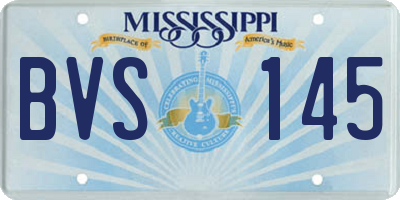 MS license plate BVS145
