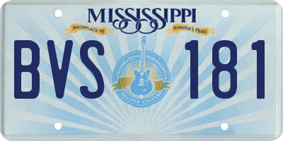 MS license plate BVS181