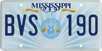 MS license plate BVS190