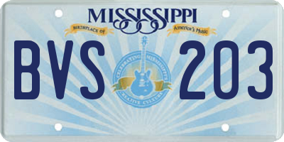 MS license plate BVS203