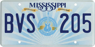 MS license plate BVS205