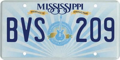 MS license plate BVS209