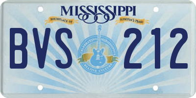 MS license plate BVS212