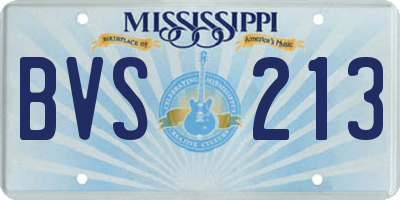 MS license plate BVS213
