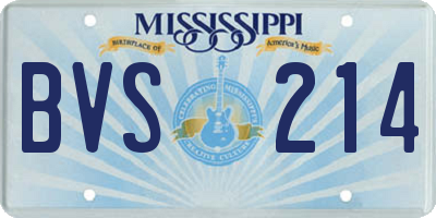 MS license plate BVS214