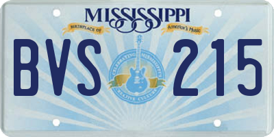 MS license plate BVS215