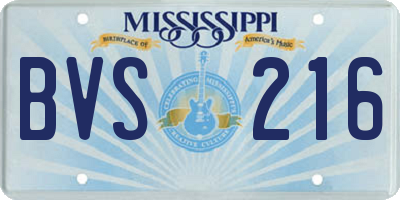 MS license plate BVS216