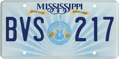 MS license plate BVS217
