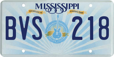 MS license plate BVS218