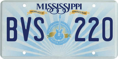 MS license plate BVS220