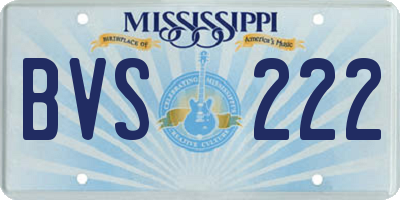 MS license plate BVS222