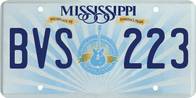 MS license plate BVS223