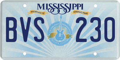 MS license plate BVS230