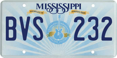 MS license plate BVS232