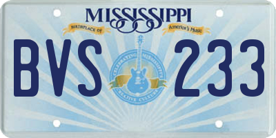 MS license plate BVS233