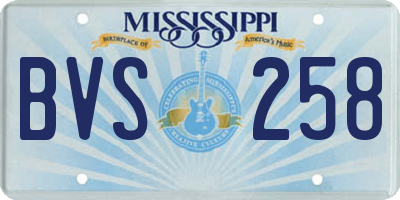 MS license plate BVS258