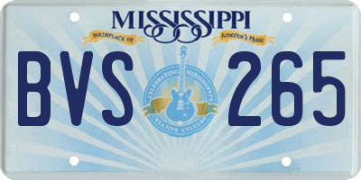 MS license plate BVS265