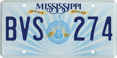 MS license plate BVS274