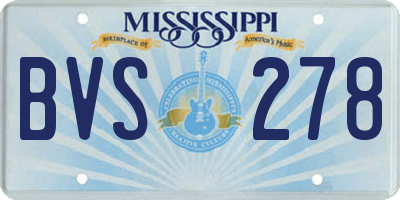 MS license plate BVS278