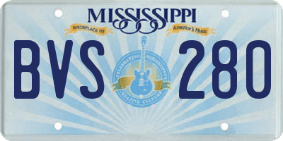 MS license plate BVS280