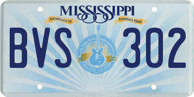 MS license plate BVS302