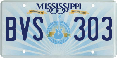 MS license plate BVS303