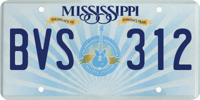 MS license plate BVS312