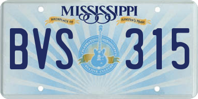 MS license plate BVS315