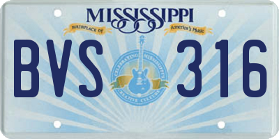 MS license plate BVS316