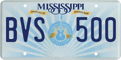 MS license plate BVS500