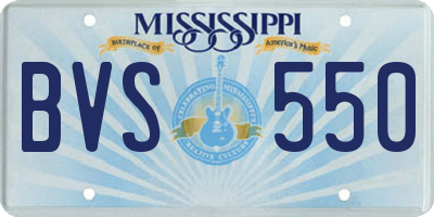 MS license plate BVS550