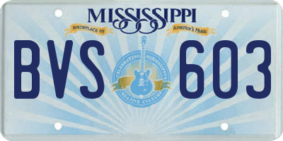 MS license plate BVS603