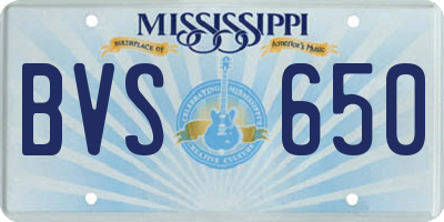 MS license plate BVS650