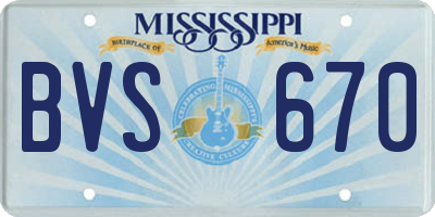MS license plate BVS670