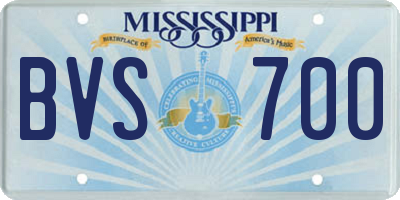 MS license plate BVS700
