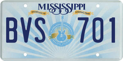 MS license plate BVS701
