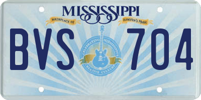 MS license plate BVS704