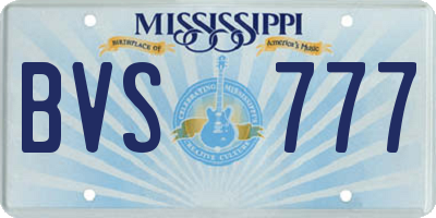 MS license plate BVS777