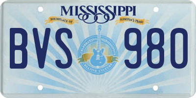 MS license plate BVS980