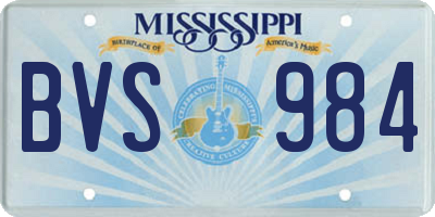 MS license plate BVS984