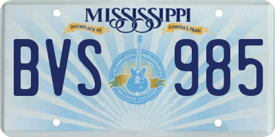 MS license plate BVS985