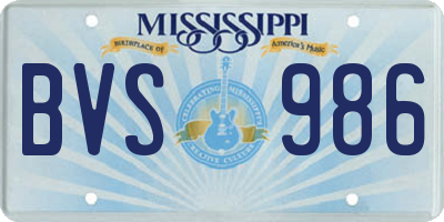 MS license plate BVS986