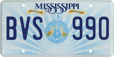 MS license plate BVS990