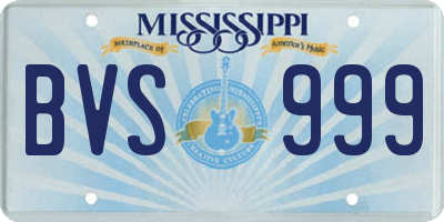 MS license plate BVS999