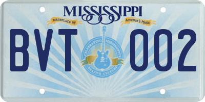 MS license plate BVT002