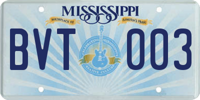 MS license plate BVT003