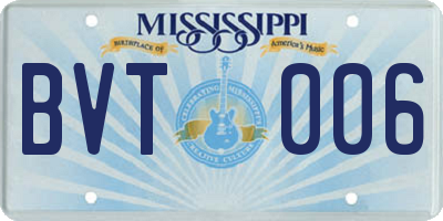 MS license plate BVT006
