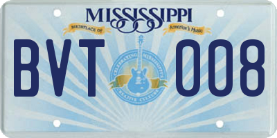 MS license plate BVT008