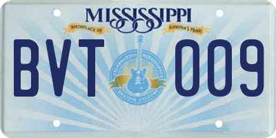 MS license plate BVT009