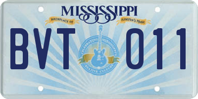 MS license plate BVT011